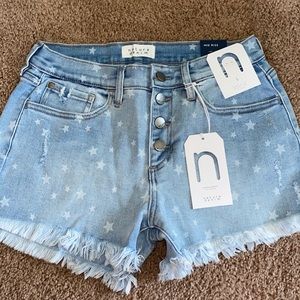 STAR PRINTED DENIM SHORTS